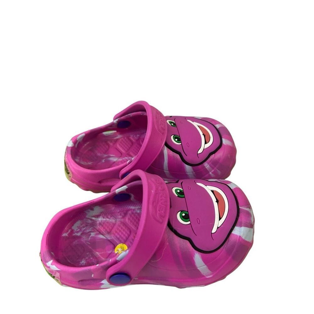 Barney Dinosaur‎ clogs shoes kids 7/8 nwot